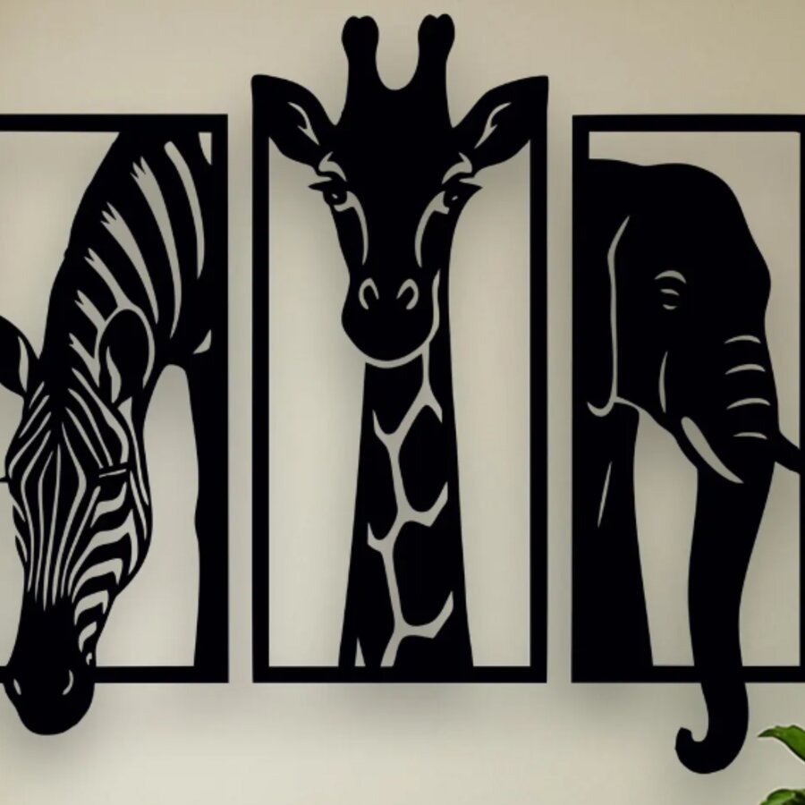 ZEBRA GIRAFFE ELEPHANT SET